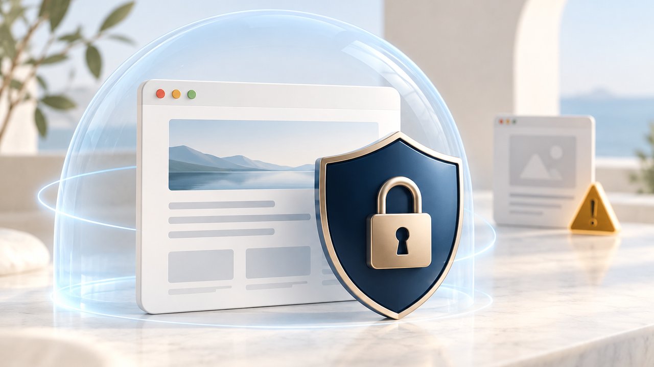 Webサイトの接続を保護する盾と鍵のイメージ